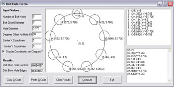 Bolt Hole Circle Dialog Box